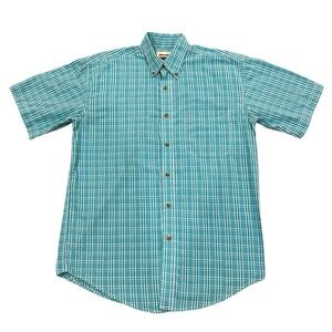 Men's Green Plaid Button-Up Shirt